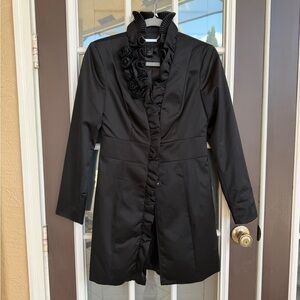 Elegant Black Ruffled Women's Coat